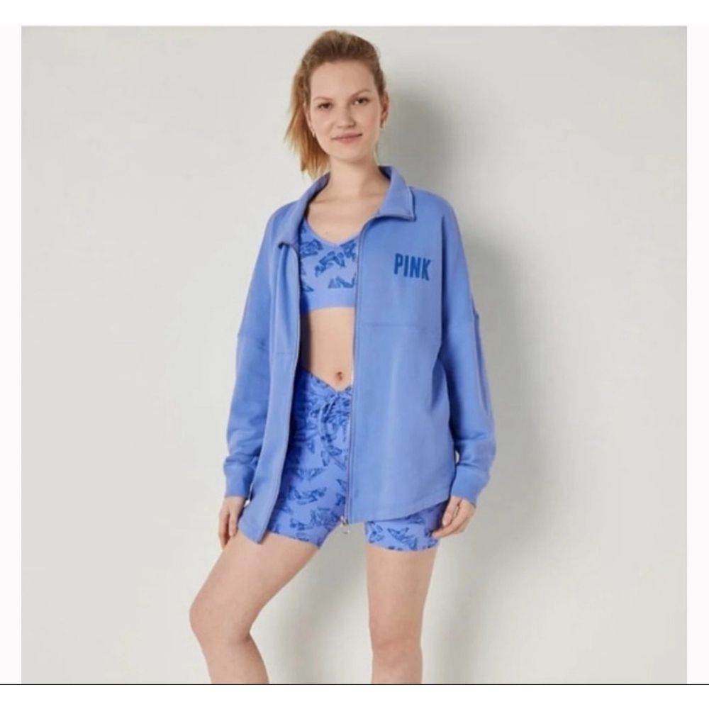 Women's PINK Victoria's Secret Blue Full Zip Sweatshirt S